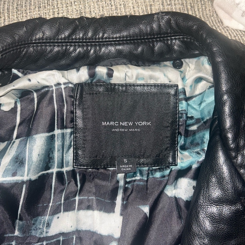 Marc New York faux Black Leather Jacket with Quilted Design - Picture 6 of 8